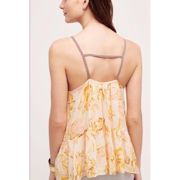ANTHROPOLOGIE HD In Paris Joselyn Chiffon Watercolor Floral Cami Blouse Small - Picture 2 of 6